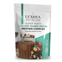SUPER TASTY 5-PLANT BASED VEGAN PROTEIN COMPLEX - 5 FÉLE NÖVÉNYI FEHÉRJEFORRÁST TARTALMAZÓ VEGÁN FEHÉRJE ITALPOR 30 g - Csokoládé-mogyoró ízű 30GR ,450GR