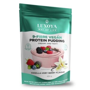 9-ROSTOS VEGÁN FEHÉRJE PUDDING 45g, 450g Vanília-Nagyon Bogyós