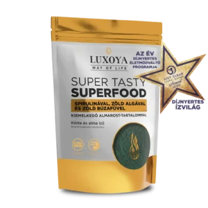 LUXOYA SZUPER ÍZŰ SZUPERÉLELMISZER - SPIRULINA KÖRTE-ALMA ÍZŰ, ZÖLD ALGÁK ÉS ZÖLD BÚZA FŰ POR FORMÁJÚ TÁPLÁLÉK KIEGÉSZÍTŐ 300 g