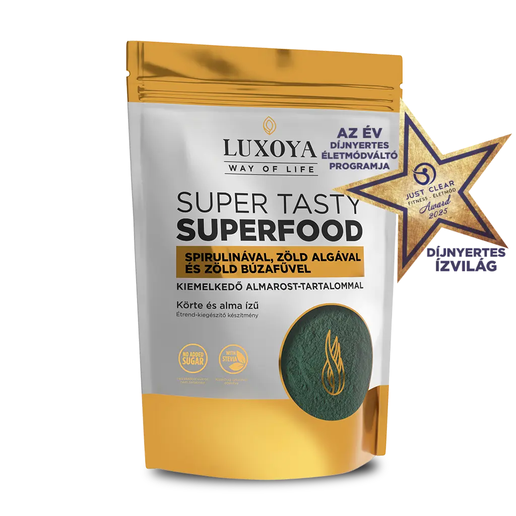 LUXOYA SZUPER ÍZŰ SZUPERÉLELMISZER - SPIRULINA KÖRTE-ALMA ÍZŰ, ZÖLD ALGÁK ÉS ZÖLD BÚZA FŰ POR FORMÁJÚ TÁPLÁLÉK KIEGÉSZÍTŐ 300 g
