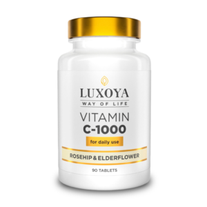 LUXOYA TÁPLÁLÉK KIEGÉSZÍTŐ VITAMIN C-1000 RÓZSA KIVONATTAL BÁZIKÁL KIVONATTAL ÉS CITROMHÉJJAL 90 db