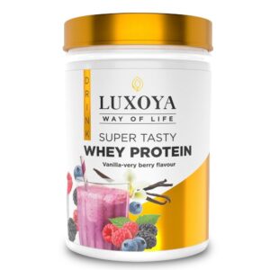 SZUPER ÍZLETES TEJSAVÓFEHÉRJE – PRÉMIUM FEHÉR GYÜMÖLCS POR 30g, 450g Vanília-Very berry