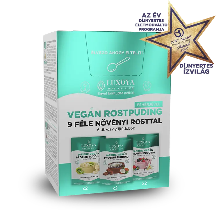 9-FIBRE VEGÁNSKY PROTEÍNOVÝ PUDING - VEGÁNSKY PROTEÍNOVÝ PUDING S 9 DRUHMI RASTLINNEJ VLÁKNINY - Box 6x45 g (2x3 príchutí)